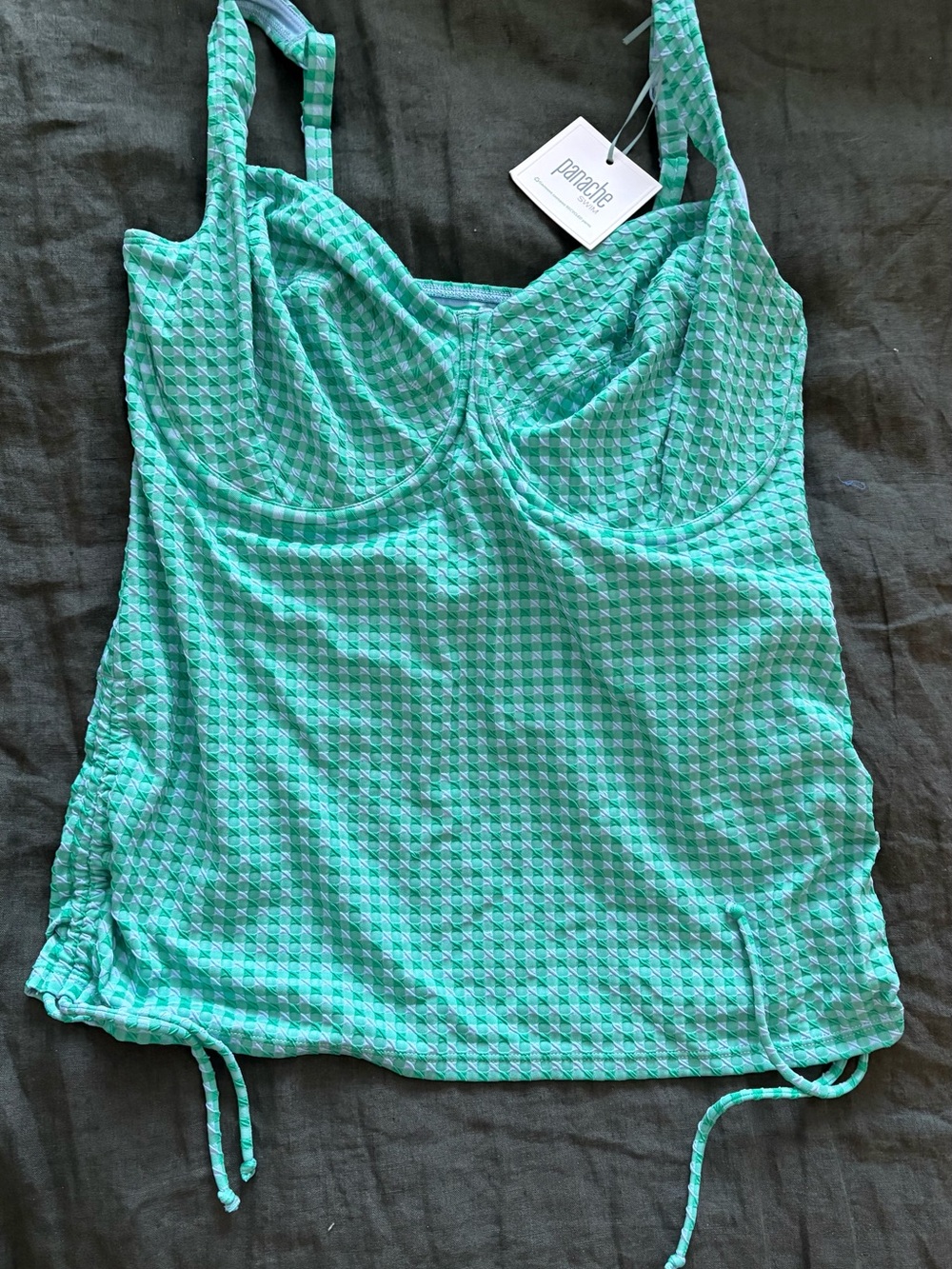 Panache Panache Iris Balcony Tankini Top Underwire in Gingham Green